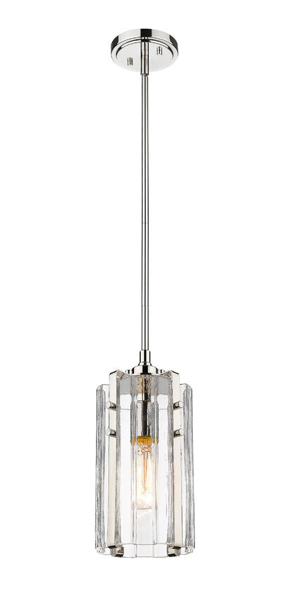 Z-Lite Alverton 6" 1-Light Polished Nickel Mini Pendant Light With Clear Glass Shade