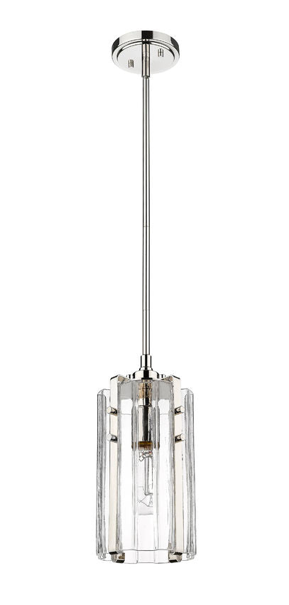 Z-Lite Alverton 6" 1-Light Polished Nickel Mini Pendant Light With Clear Glass Shade
