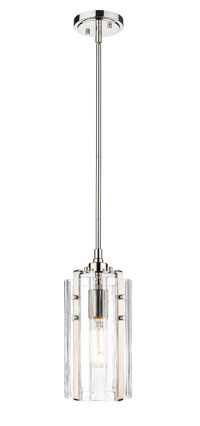 Z-Lite Alverton 6" 1-Light Polished Nickel Mini Pendant Light With Clear Glass Shade