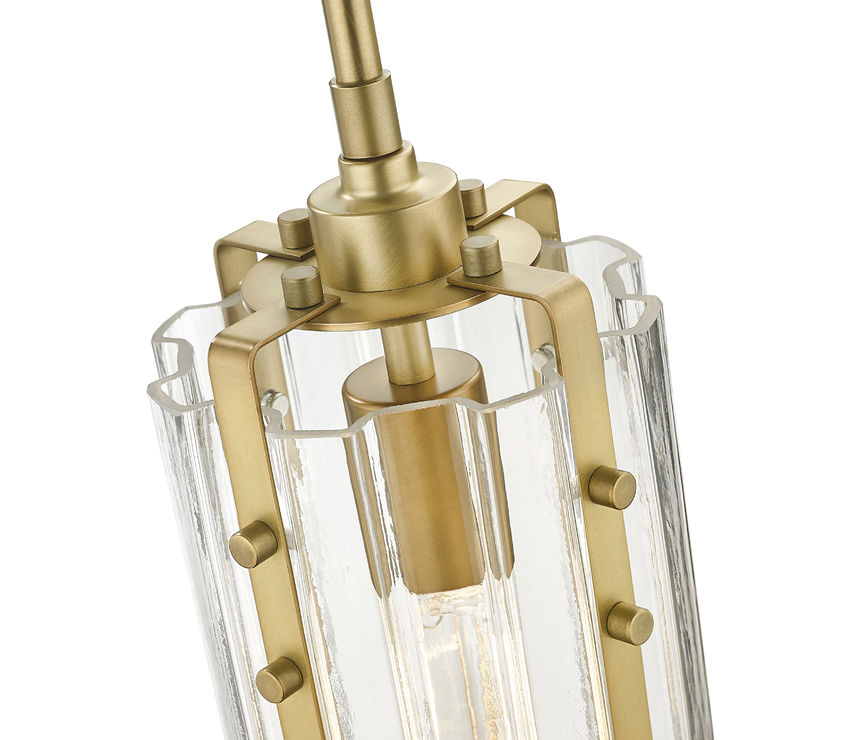 Z-Lite Alverton 6" 1-Light Rubbed Brass Mini Pendant Light With Clear Glass Shade