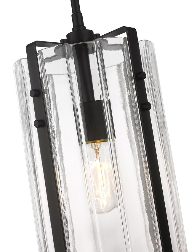 Z-Lite Alverton 8" 1-Light Matte Black Pendant Light With Clear Glass Shade
