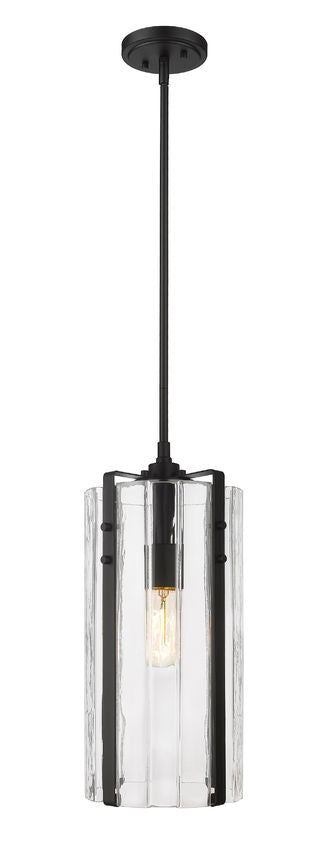 Z-Lite Alverton 8" 1-Light Matte Black Pendant Light With Clear Glass Shade