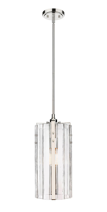 Z-Lite Alverton 8" 1-Light Polished Nickel Pendant Light With Clear Glass Shade