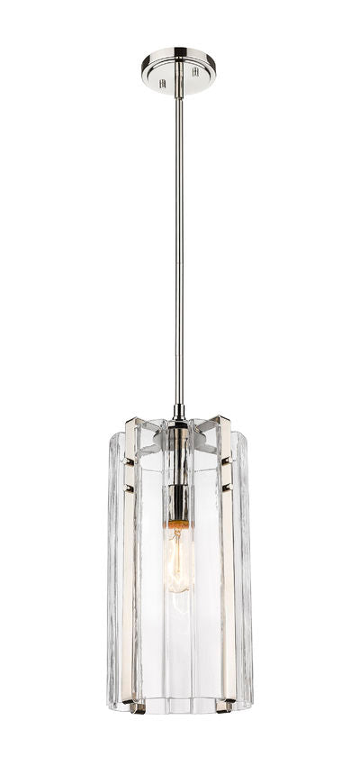 Z-Lite Alverton 8" 1-Light Polished Nickel Pendant Light With Clear Glass Shade