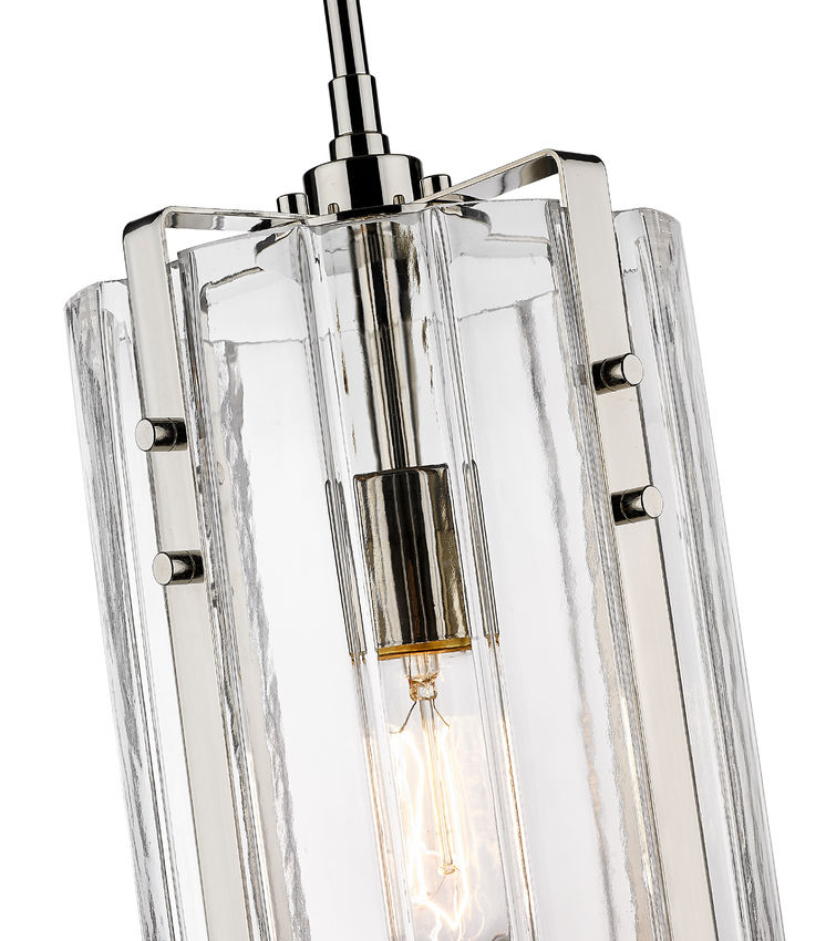 Z-Lite Alverton 8" 1-Light Polished Nickel Pendant Light With Clear Glass Shade