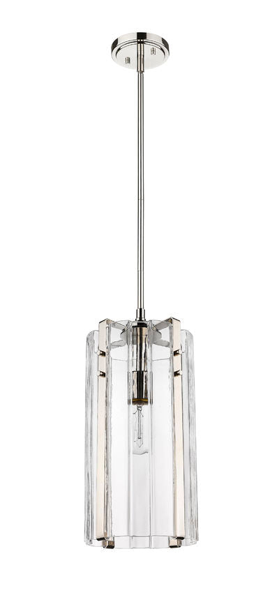 Z-Lite Alverton 8" 1-Light Polished Nickel Pendant Light With Clear Glass Shade