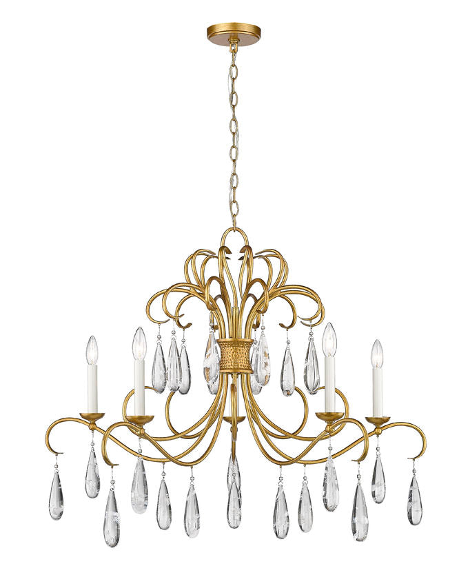 Z-Lite Amara 38" 5-Light Gilded Gold Steel Chandelier
