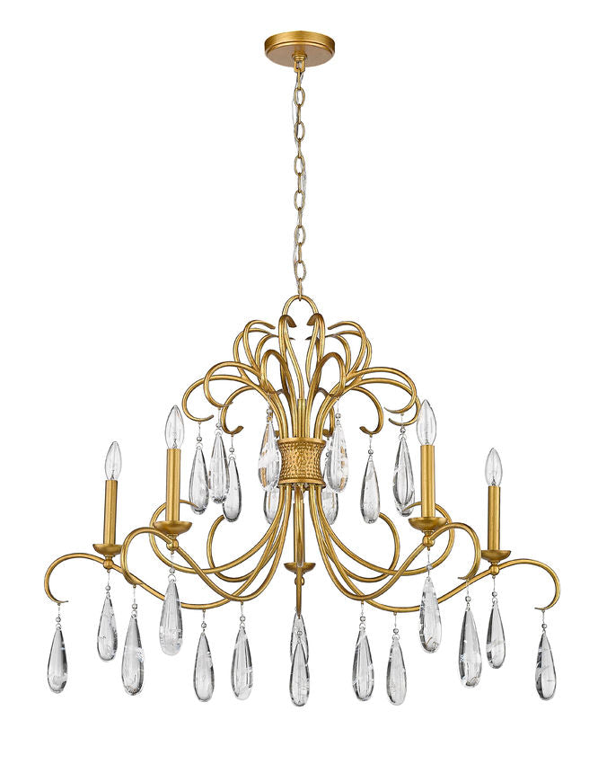 Z-Lite Amara 38" 5-Light Gilded Gold Steel Chandelier