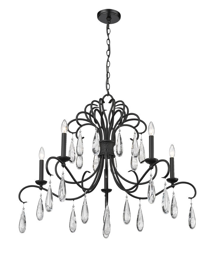 Z-Lite Amara 38" 5-Light Matte Black Steel Chandelier