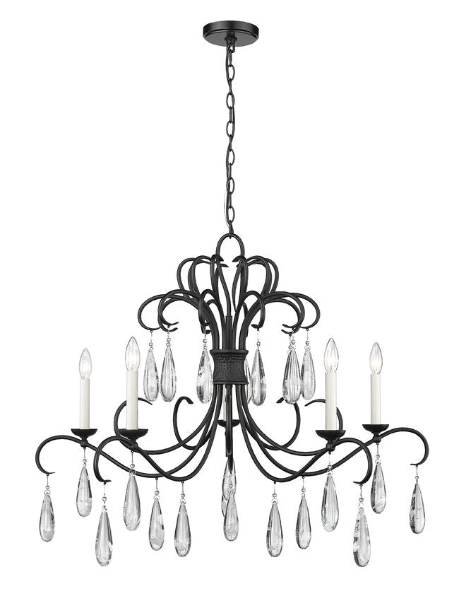 Z-Lite Amara 38" 5-Light Matte Black Steel Chandelier