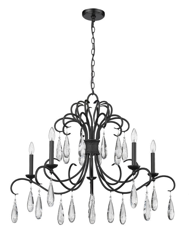 Z-Lite Amara 38" 5-Light Matte Black Steel Chandelier