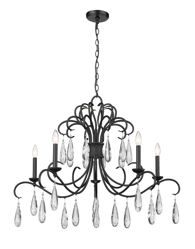 Z-Lite Amara 38" 5-Light Matte Black Steel Chandelier