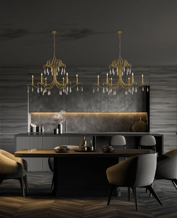 Z-Lite Amara 59" 6-Light Gilded Gold Steel Chandelier