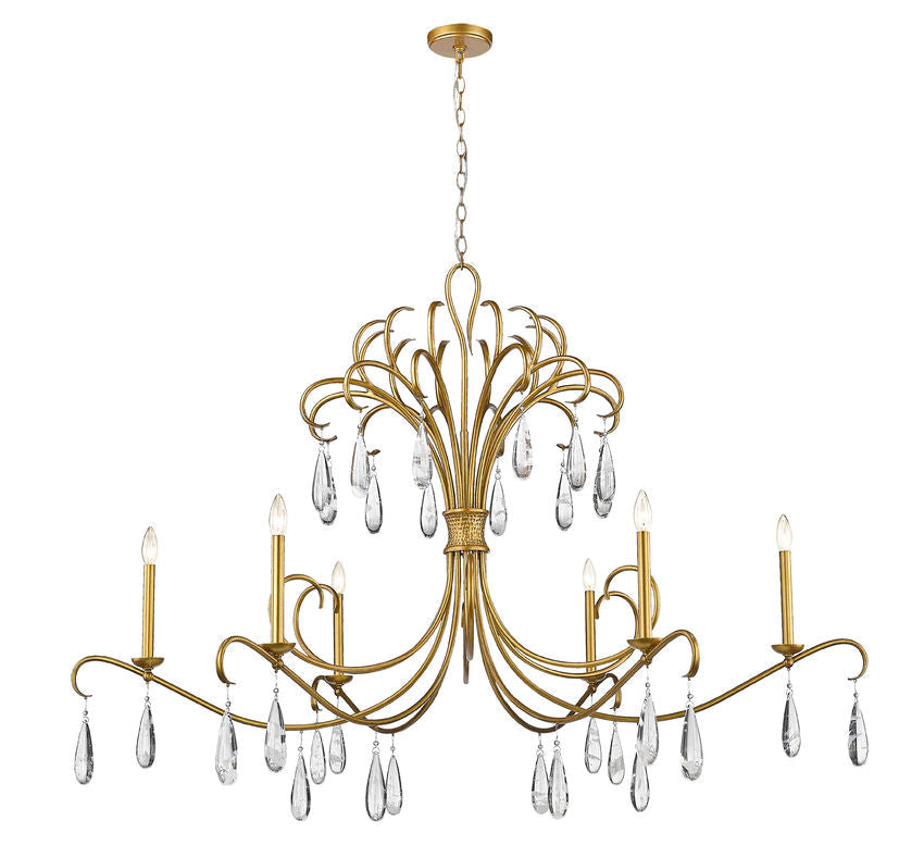 Z-Lite Amara 59" 6-Light Gilded Gold Steel Chandelier