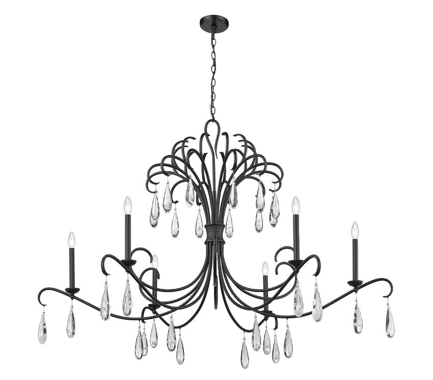 Z-Lite Amara 59" 6-Light Matte Black Steel Chandelier