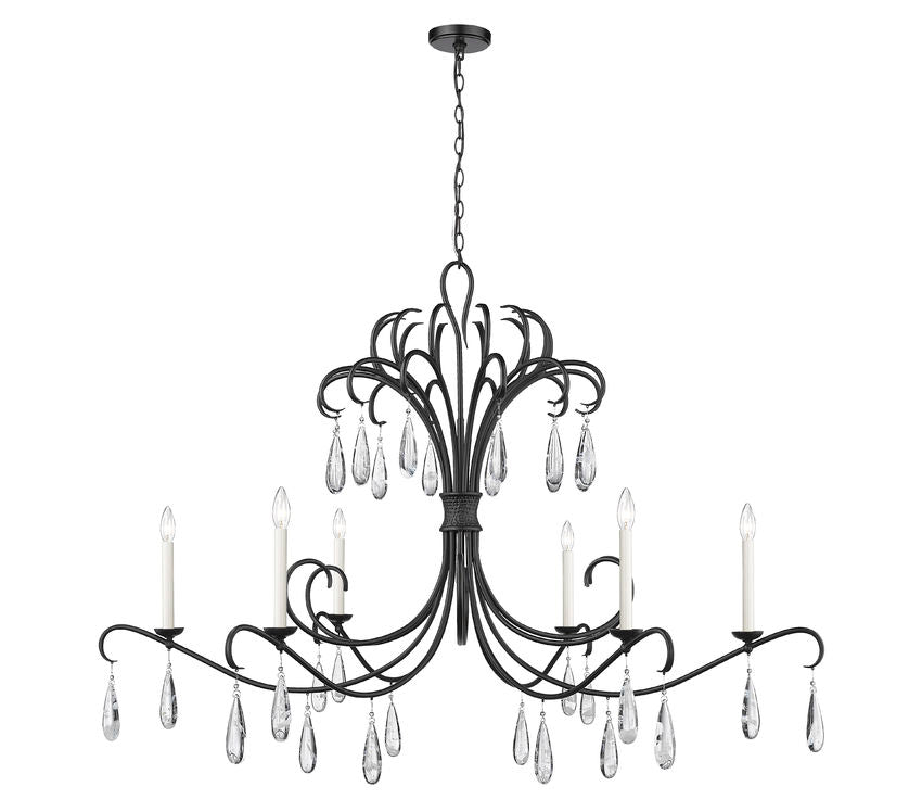 Z-Lite Amara 59" 6-Light Matte Black Steel Chandelier