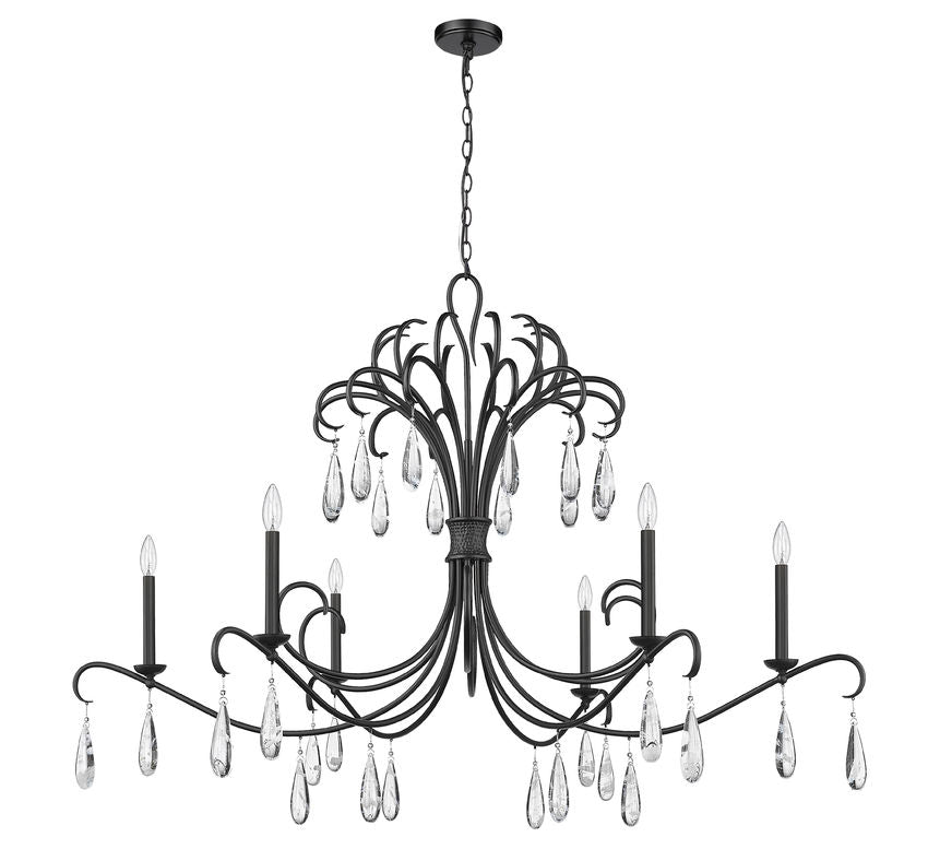 Z-Lite Amara 59" 6-Light Matte Black Steel Chandelier