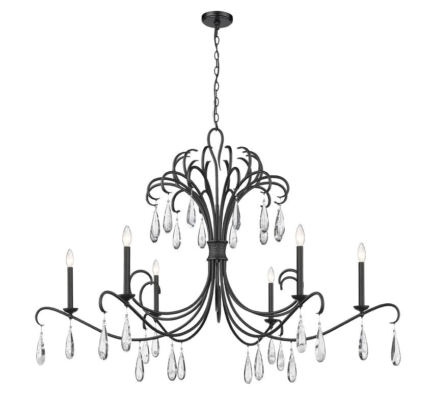 Z-Lite Amara 59" 6-Light Matte Black Steel Chandelier