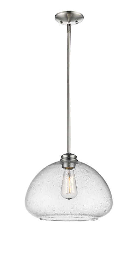 Z-Lite Amon 13" 1-Light Brushed Nickel Pendant Light With Clear Seedy Glass Shade