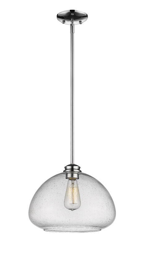 Z-Lite Amon 13" 1-Light Chrome Pendant Light With Clear Seedy Glass Shade