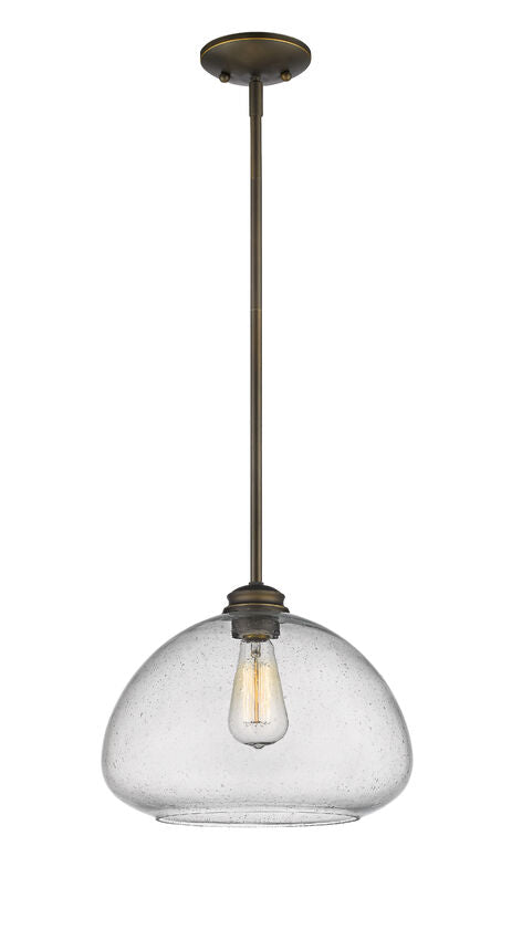 Z-Lite Amon 13" 1-Light Olde Bronze Pendant Light With Clear Seedy Glass Shade