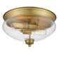 Z-Lite Amon 13" 2-Light Heritage Brass Flush Mount Lighting With Clear Seedy Glass Shade