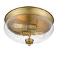 Z-Lite Amon 13" 2-Light Heritage Brass Flush Mount Lighting With Clear Seedy Glass Shade