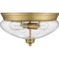 Z-Lite Amon 13" 2-Light Heritage Brass Flush Mount Lighting With Clear Seedy Glass Shade
