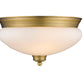Z-Lite Amon 13" 2-Light Heritage Brass Flush Mount Lighting With Matte Opal Glass Shade