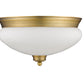 Z-Lite Amon 13" 2-Light Heritage Brass Flush Mount Lighting With Matte Opal Glass Shade