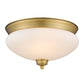Z-Lite Amon 13" 2-Light Heritage Brass Flush Mount Lighting With Matte Opal Glass Shade