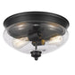 Z-Lite Amon 13" 2-Light Matte Black Flush Mount Lighting With Clear Seedy Glass Shade