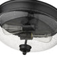 Z-Lite Amon 13" 2-Light Matte Black Flush Mount Lighting With Clear Seedy Glass Shade