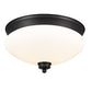 Z-Lite Amon 13" 2-Light Matte Black Flush Mount Lighting With Matte Opal Glass Shade