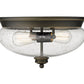 Z-Lite Amon 13" 2-Light Olde Bronze Flush Mount Lighting With Clear Seedy Glass Shade