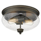 Z-Lite Amon 13" 2-Light Olde Bronze Flush Mount Lighting With Clear Seedy Glass Shade