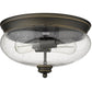 Z-Lite Amon 13" 2-Light Olde Bronze Flush Mount Lighting With Clear Seedy Glass Shade