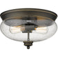 Z-Lite Amon 13" 2-Light Olde Bronze Flush Mount Lighting With Clear Seedy Glass Shade