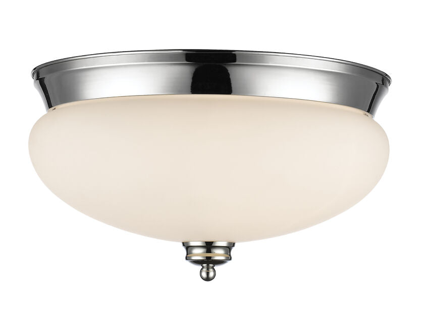 Z-Lite Amon 15" 3-Light Chrome Flush Mount Lighting With Matte Opal Glass Shade