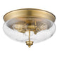 Z-Lite Amon 15" 3-Light Heritage Brass Flush Mount Lighting With Clear Seedy Glass Shade
