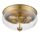 Z-Lite Amon 15" 3-Light Heritage Brass Flush Mount Lighting With Clear Seedy Glass Shade