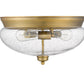 Z-Lite Amon 15" 3-Light Heritage Brass Flush Mount Lighting With Clear Seedy Glass Shade