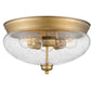 Z-Lite Amon 15" 3-Light Heritage Brass Flush Mount Lighting With Clear Seedy Glass Shade