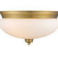 Z-Lite Amon 15" 3-Light Heritage Brass Flush Mount Lighting With Matte Opal Glass Shade
