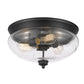 Z-Lite Amon 15" 3-Light Matte Black Flush Mount Lighting With Clear Seedy Glass Shade