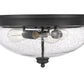 Z-Lite Amon 15" 3-Light Matte Black Flush Mount Lighting With Clear Seedy Glass Shade