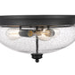 Z-Lite Amon 15" 3-Light Matte Black Flush Mount Lighting With Clear Seedy Glass Shade