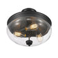 Z-Lite Amon 15" 3-Light Matte Black Semi Flush Mount With Clear Seedy Glass Shade