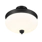 Z-Lite Amon 15" 3-Light Matte Black Semi Flush Mount With Matte Opal Glass Shade