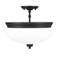 Z-Lite Amon 15" 3-Light Matte Black Semi Flush Mount With Matte Opal Glass Shade